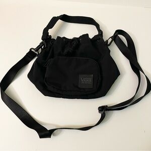 VANS Off The Wall Black Drawstring Bucket Bag Crossbody Shoulder